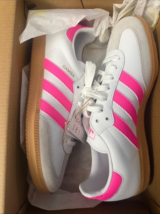 adidas Shoes - adidas Samba Women’s White & Hot Pink Leather Sneakers